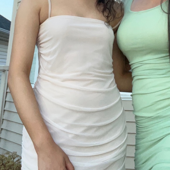 Nude Strappy Mesh Ruched Midaxi Dress - Picture 2 of 2